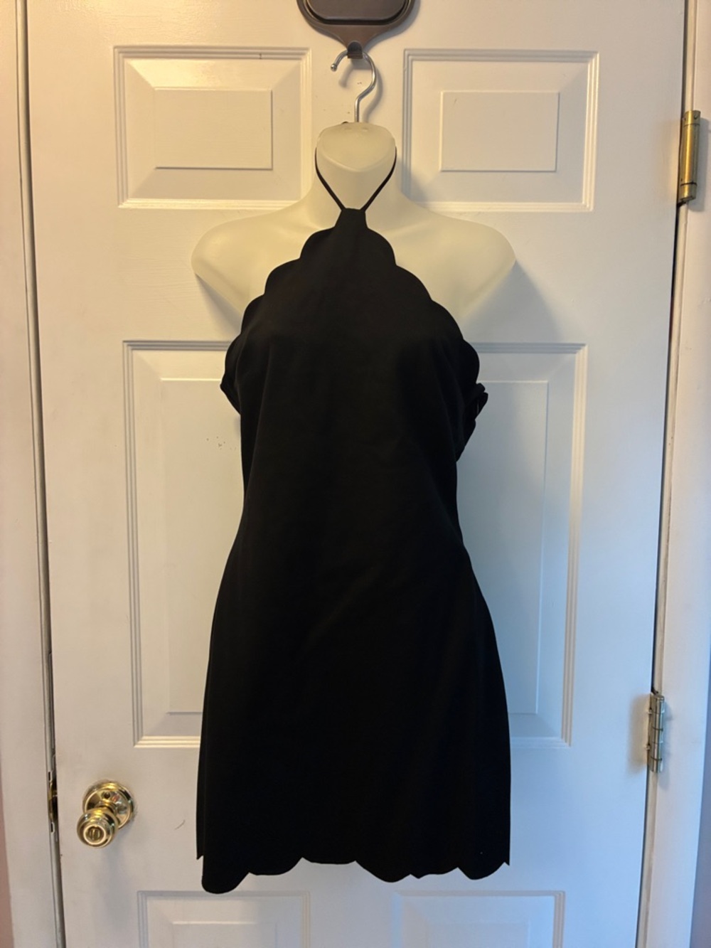 Kimchi Blue Black Scallop-Hem Halter Mini Dress